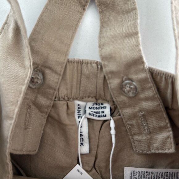 Janie and Jack Baby Linen-Cotton Suspender Pant in Classic Khaki Size 3/6 Months - Picture 5 of 9